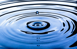 A drop of water causing a ripple 